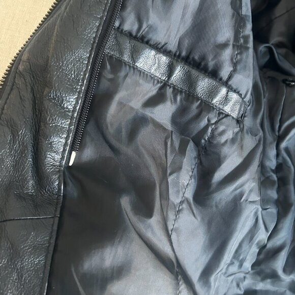 Vintage USA Bikers Dream Apparel Black Leather Biker Moto Jacket With Fringe - Picture 2 of 12